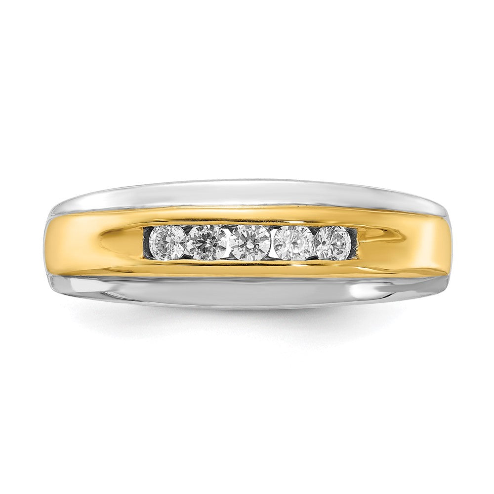 14K Weiß- und Gelbgold Herrenring mit echten Diamanten