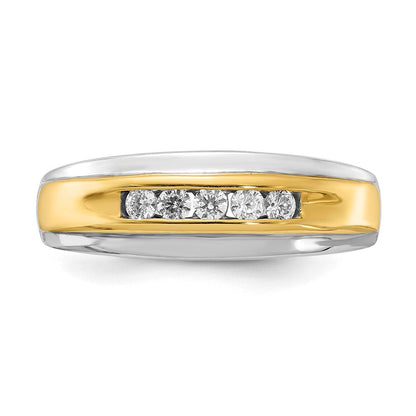 14K Weiß- und Gelbgold Herrenring mit echten Diamanten