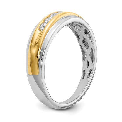 14K Weiß- und Gelbgold Herrenring mit echten Diamanten