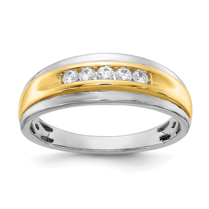 14K Weiß- und Gelbgold Herrenring mit echten Diamanten