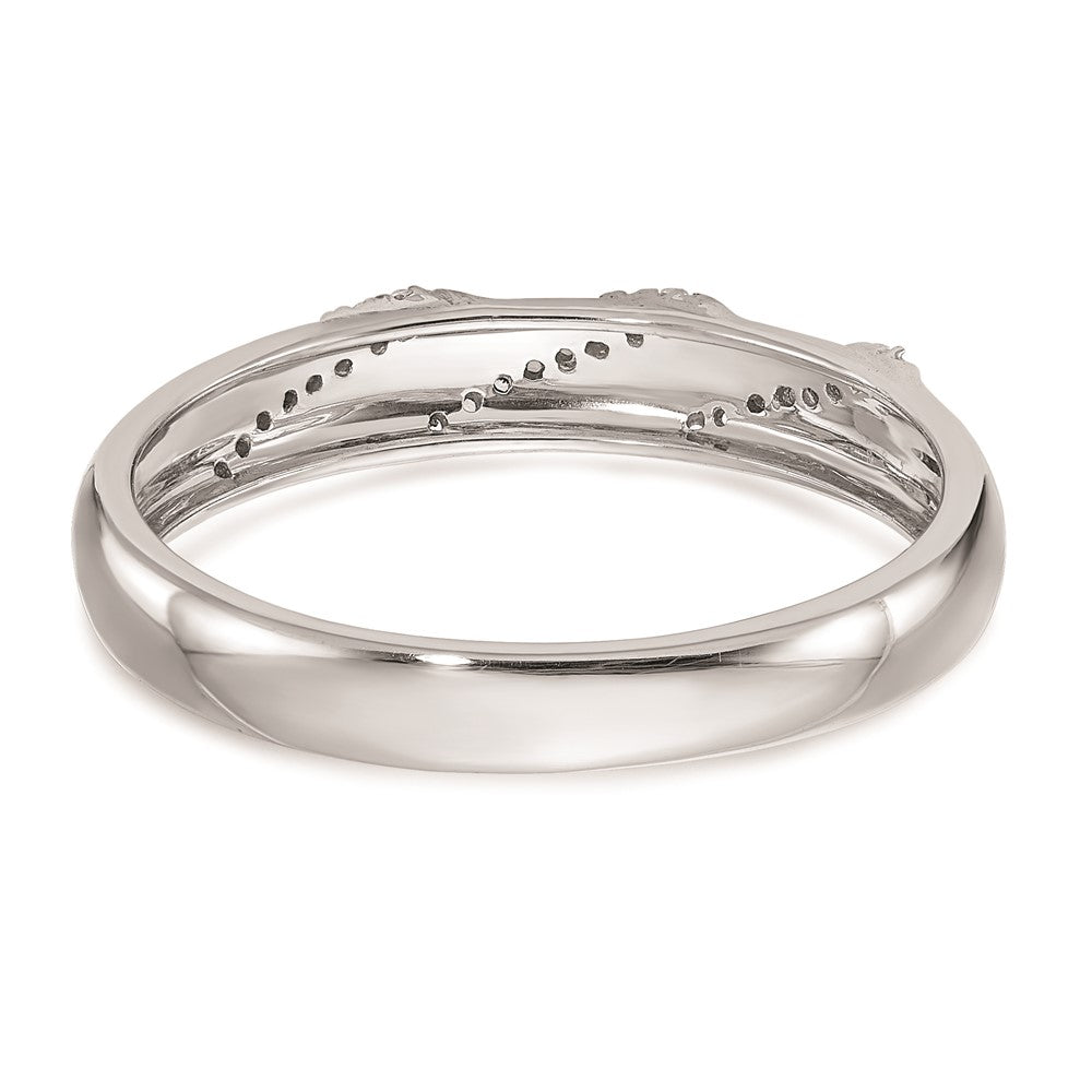 14K Weißgold Herren-Ehering-Trio mit kompletten echten Diamanten