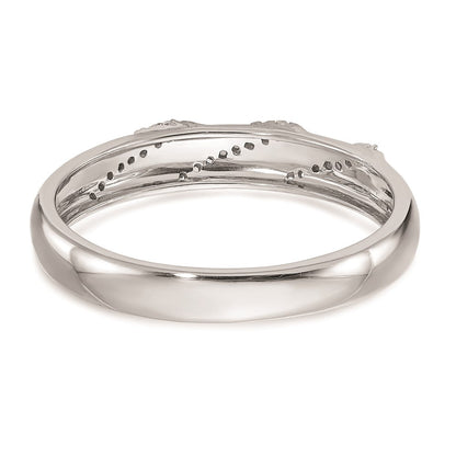 14K Weißgold Herren-Ehering-Trio mit kompletten echten Diamanten