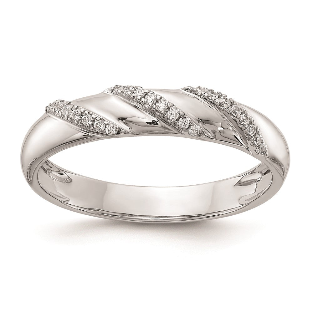14K Weißgold Herren-Ehering-Trio mit kompletten echten Diamanten