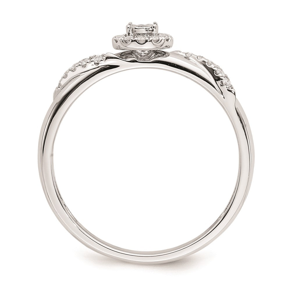 14K Weißgold Verlobungsring Trio mit echten Diamanten, komplett