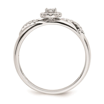 14K Weißgold Verlobungsring Trio mit echten Diamanten, komplett