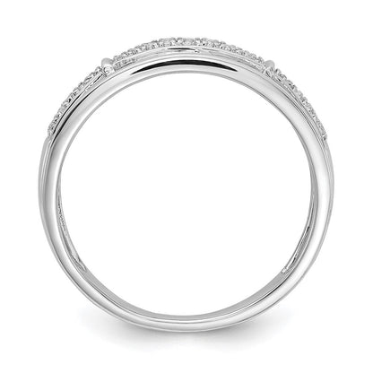 14K Weißgold Herren-Trio-Ehering mit echten Diamanten, komplett