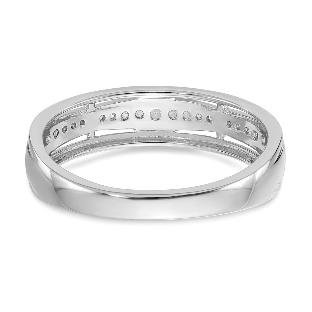 14K Weißgold Herren-Trio-Ehering mit echten Diamanten, komplett