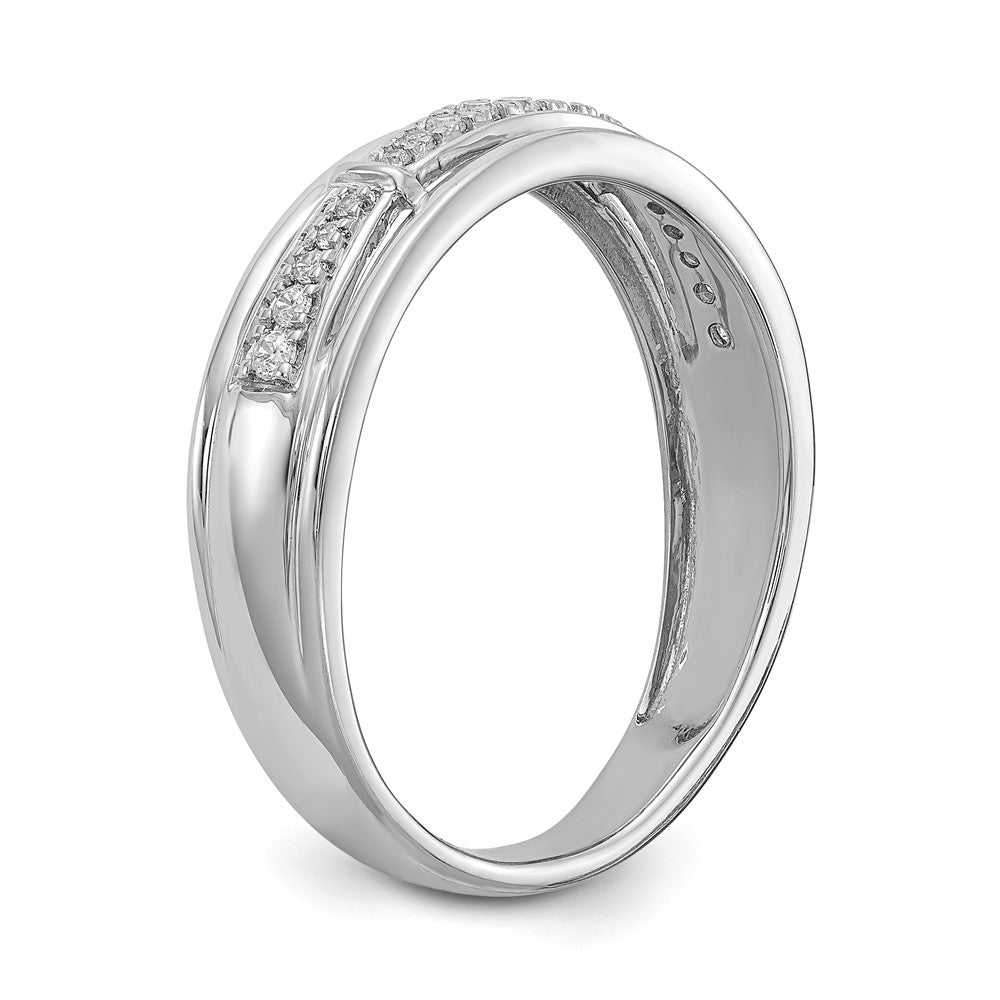 14K Weißgold Herren-Trio-Ehering mit echten Diamanten, komplett