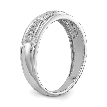 14K Weißgold Herren-Trio-Ehering mit echten Diamanten, komplett