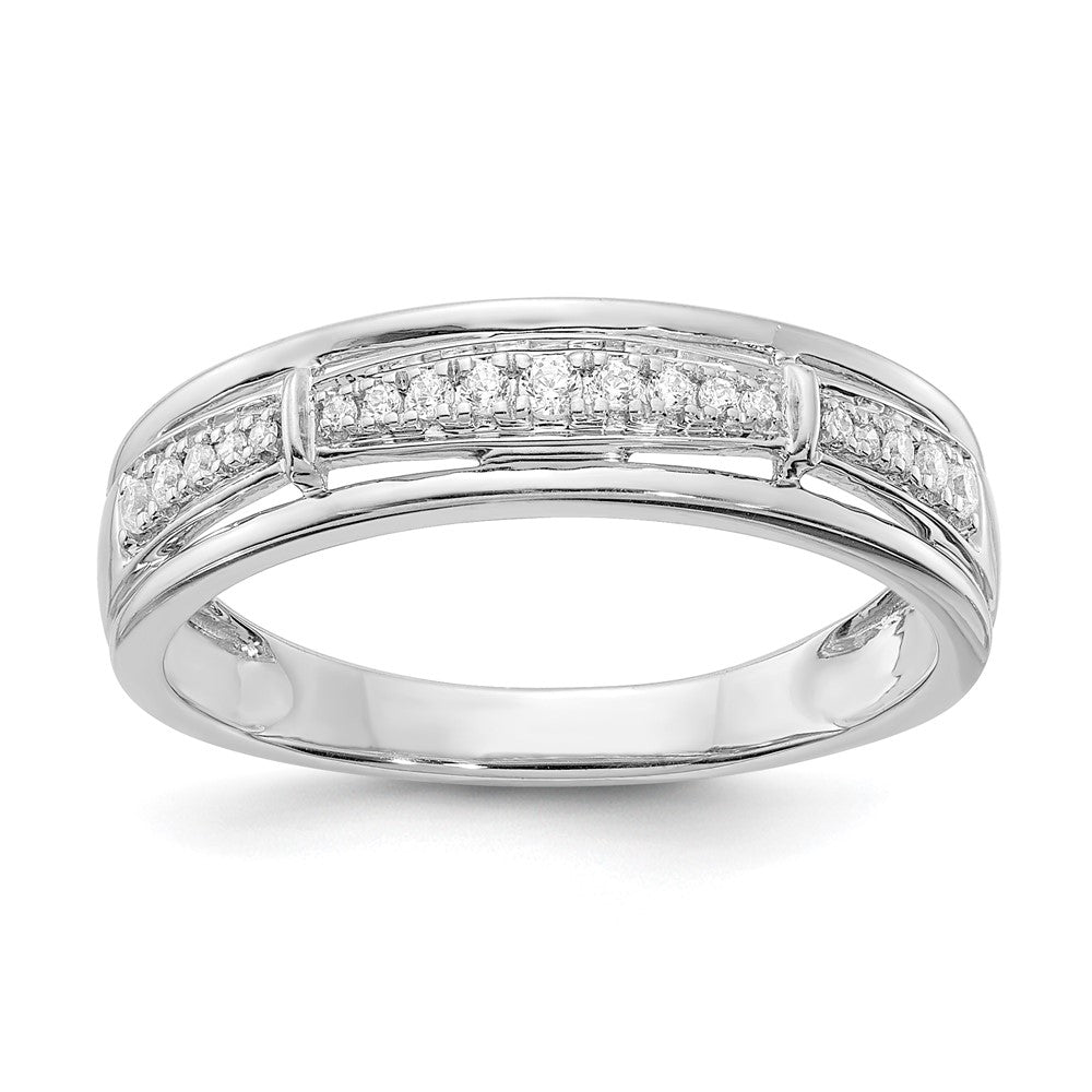 14K Weißgold Herren-Trio-Ehering mit echten Diamanten, komplett