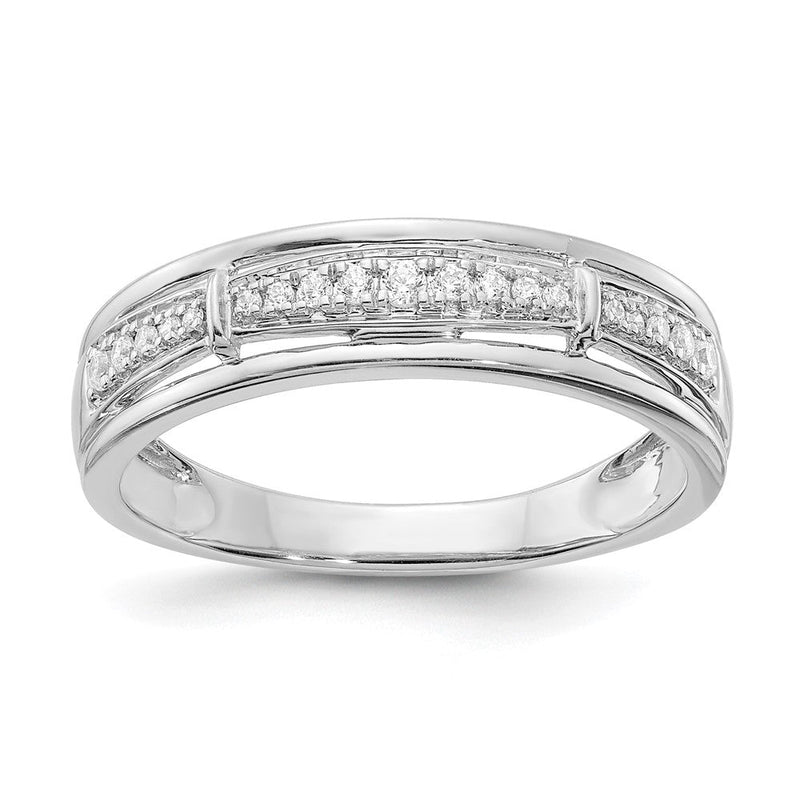 14K Weißgold Herren-Trio-Ehering mit echten Diamanten, komplett