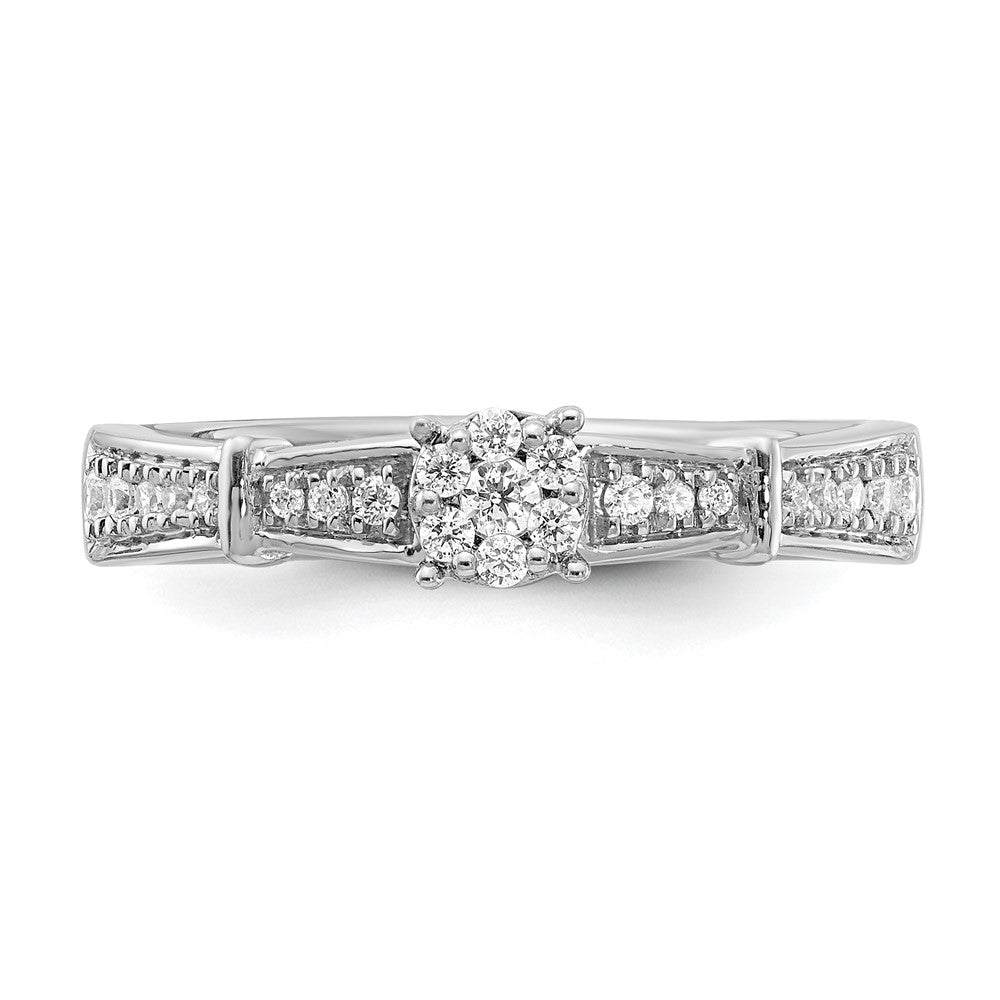 14K Weißgold Komplettes Echtdiamant-Trio-Verlobungsring