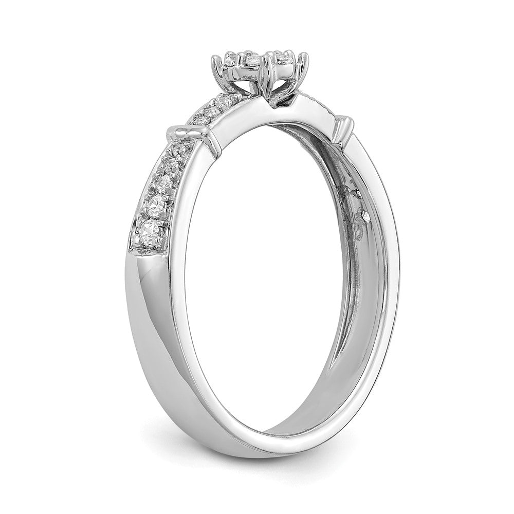 14K Weißgold Komplettes Echtdiamant-Trio-Verlobungsring