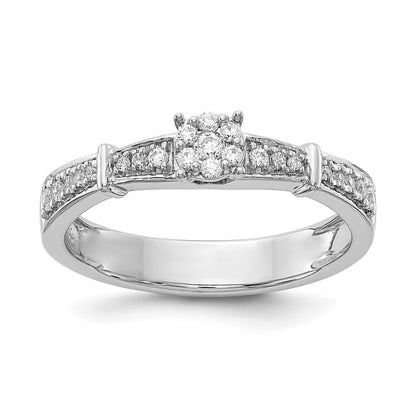 14K Weißgold Komplettes Echtdiamant-Trio-Verlobungsring