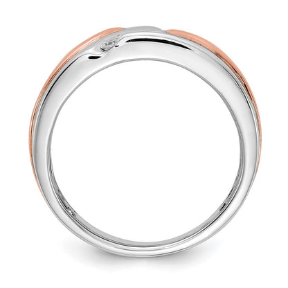 14K Weiß- und Roségold Ring mit echten Diamanten