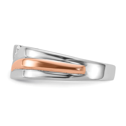 14K Weiß- und Roségold Ring mit echten Diamanten