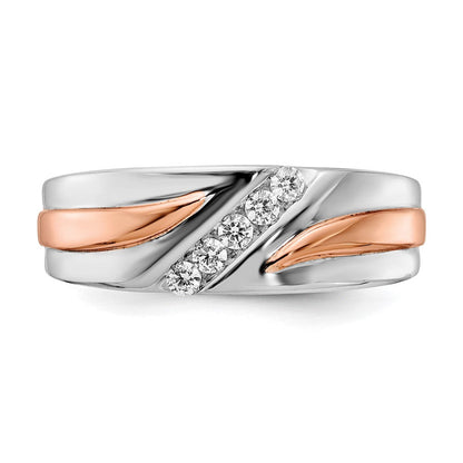 14K Weiß- und Roségold Ring mit echten Diamanten