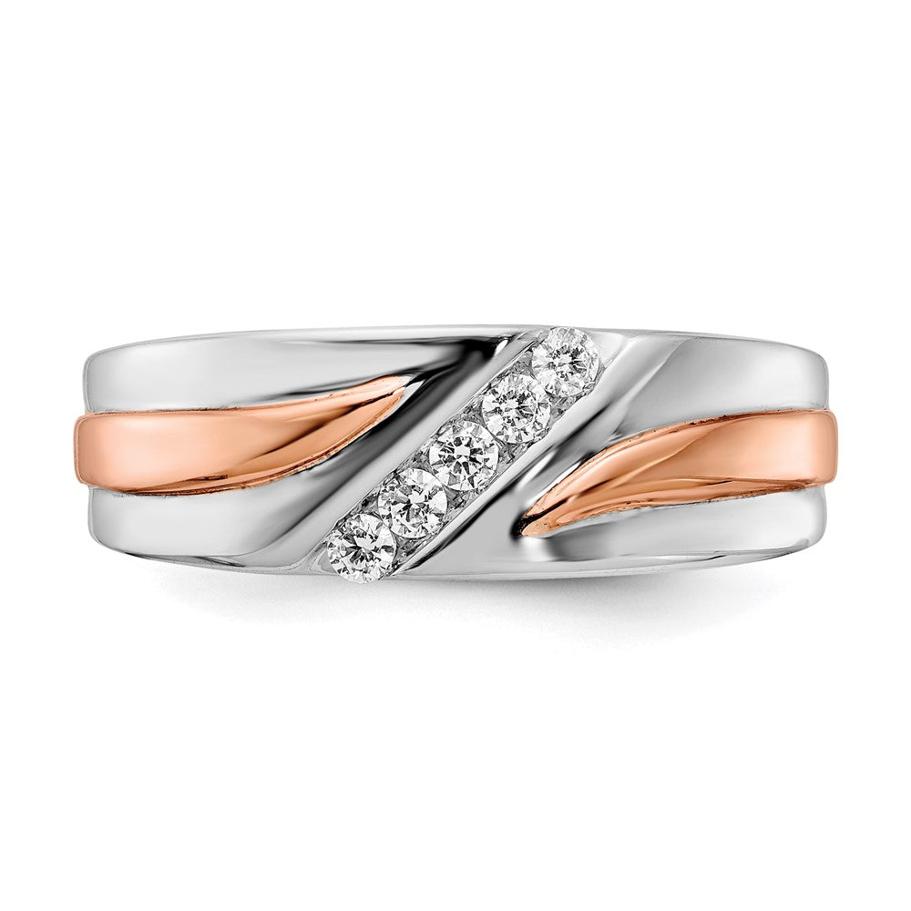 14K Zweifarbiger Ring aus Rosé- und Weißgold mit 0,2 ct. im Labor gezüchteten Diamanten VS/SI+ G+, Fünf-Steine-Herrenring