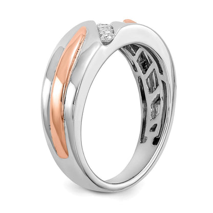 14K Weiß- und Roségold Ring mit echten Diamanten
