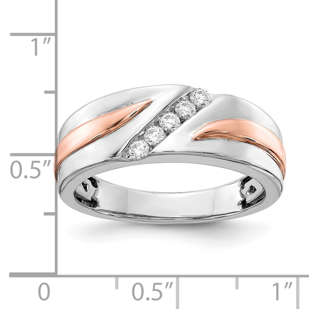 14K Weiß- und Roségold Ring mit echten Diamanten