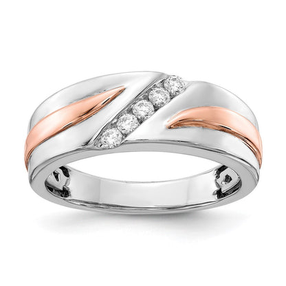 14K Weiß- und Roségold Ring mit echten Diamanten