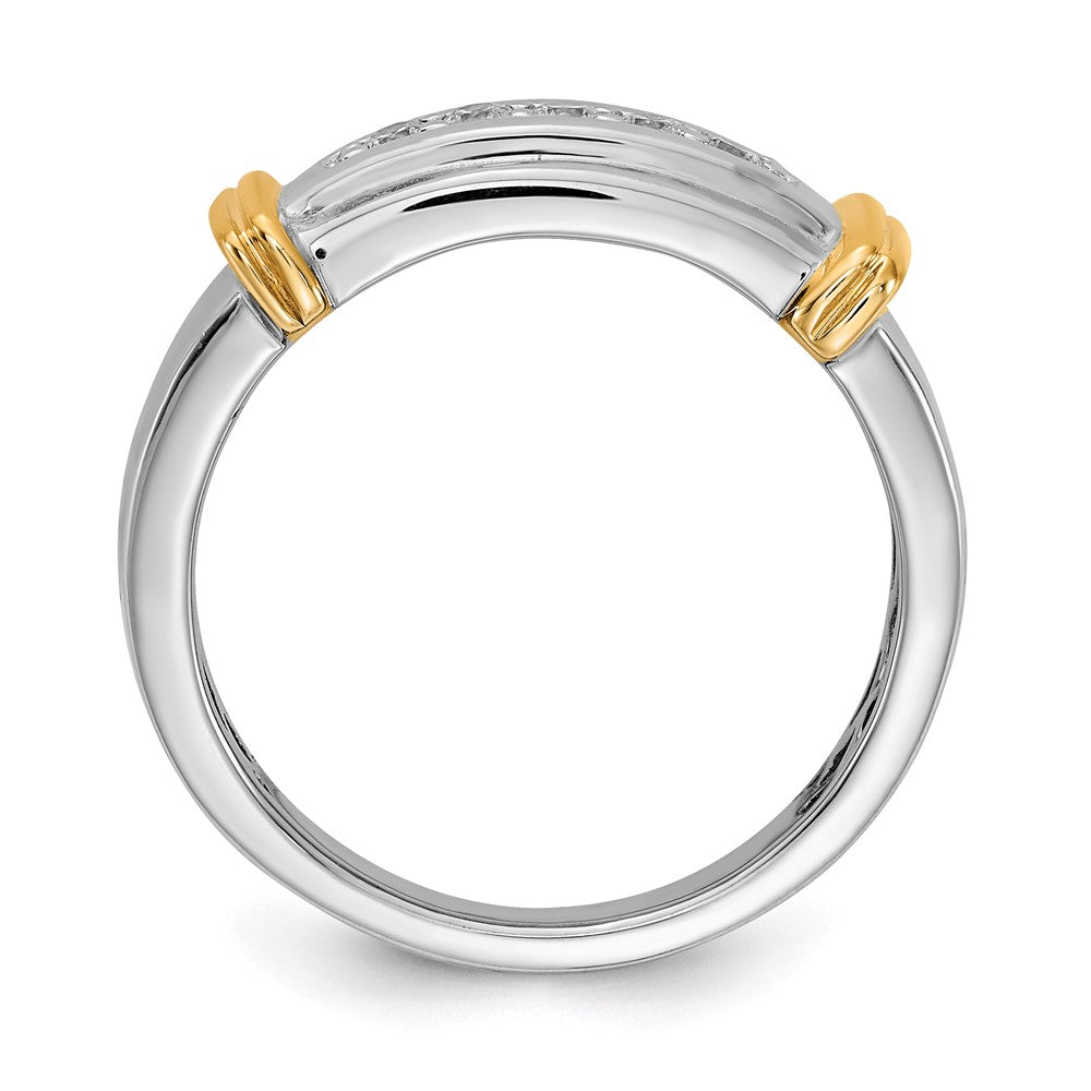 14K Weiß- und Gelbgold Herrenring mit echten Diamanten