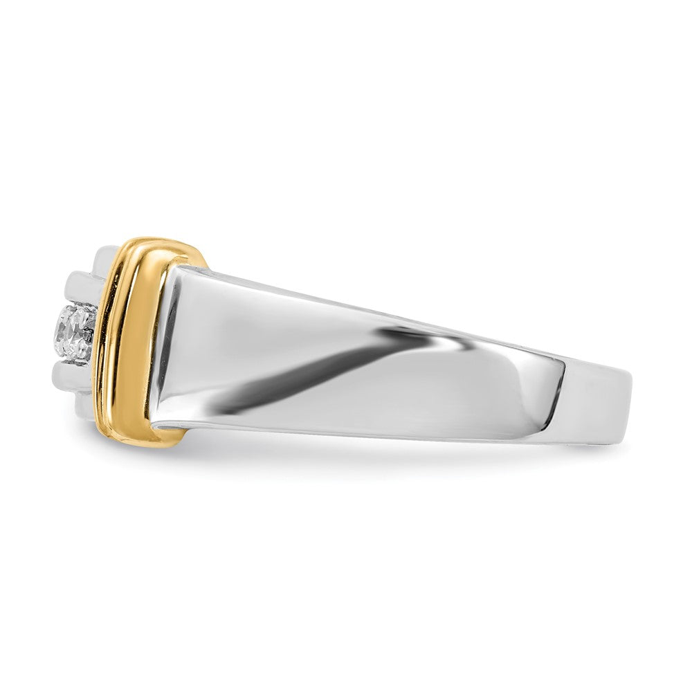 14K Weiß- und Gelbgold Herrenring mit echten Diamanten