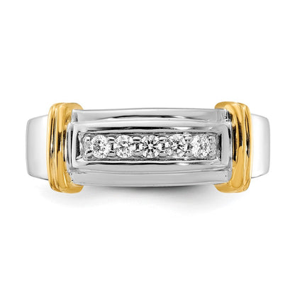14K Weiß- und Gelbgold Herrenring mit echten Diamanten