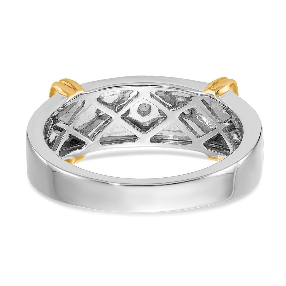 14K Weiß- und Gelbgold Herrenring mit echten Diamanten