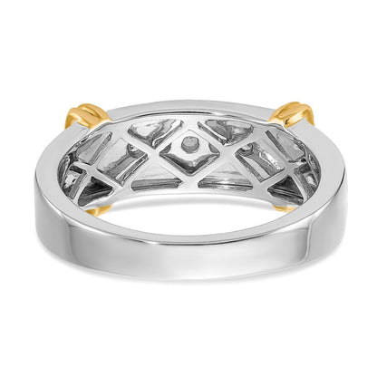 14K Weiß- und Gelbgold Herrenring mit echten Diamanten