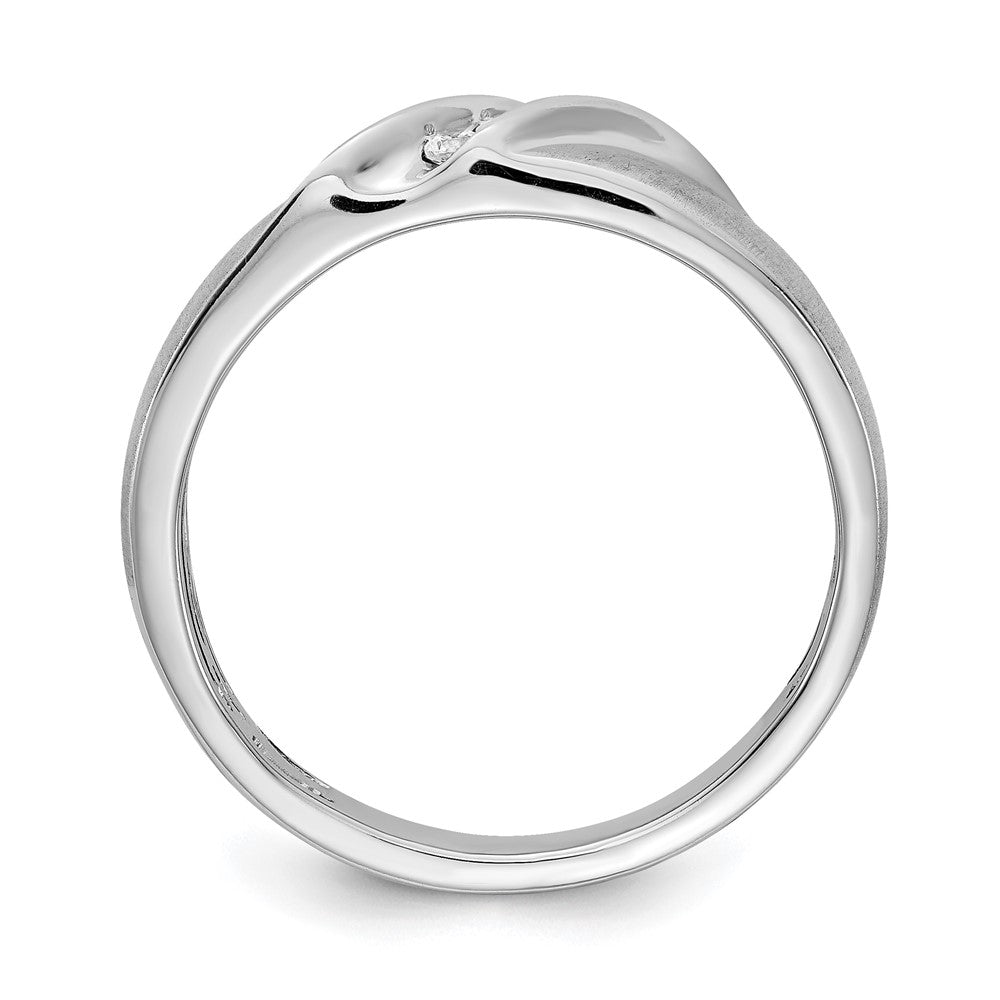 14K Weißgold Herrenring mit satiniertem Finish und echten Diamanten