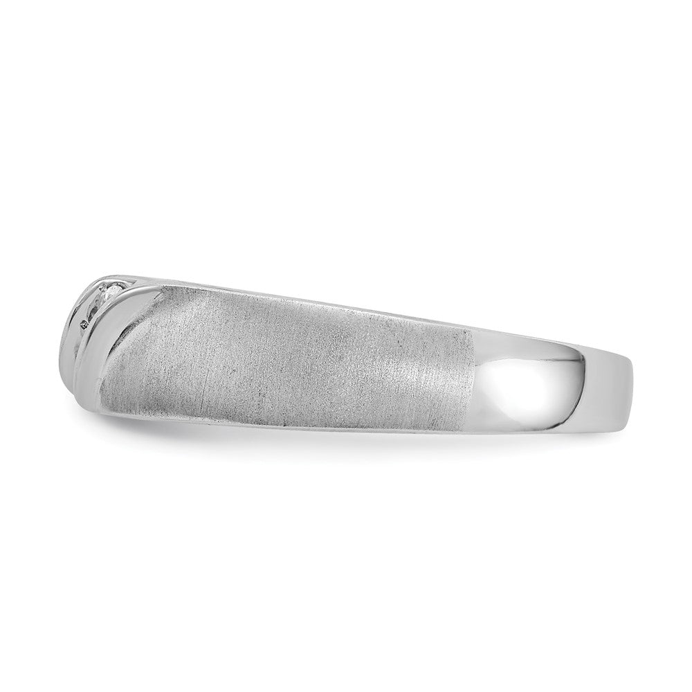 14K Weißgold Herrenring mit satiniertem Finish und echten Diamanten