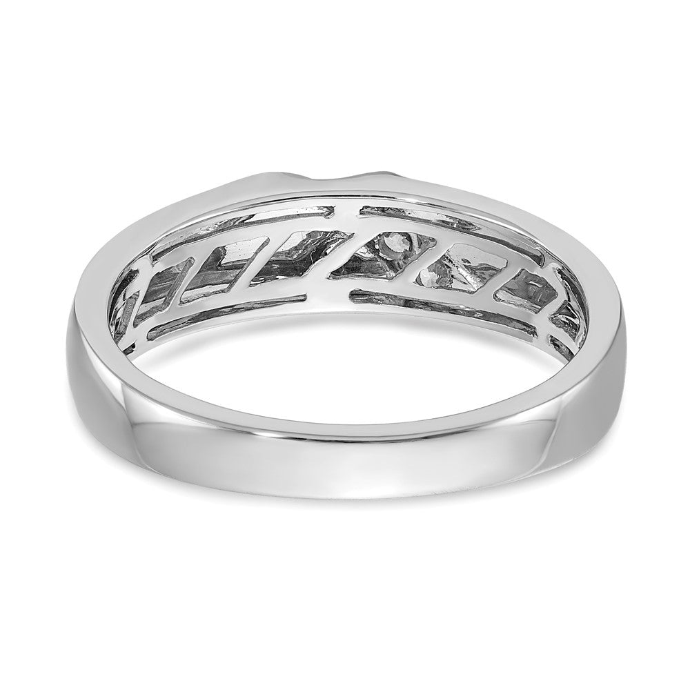 14K Weißgold Herrenring mit satiniertem Finish und echten Diamanten