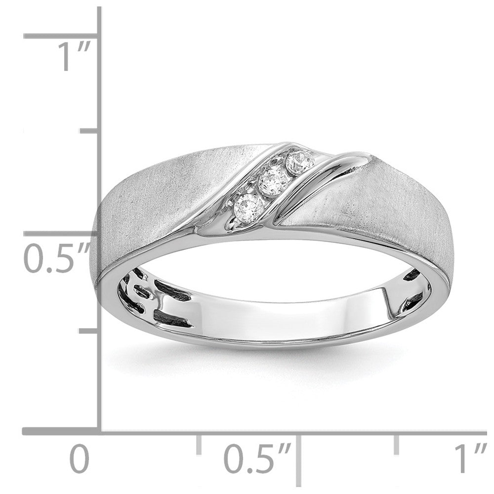 14K Weißgold Herrenring mit satiniertem Finish und echten Diamanten