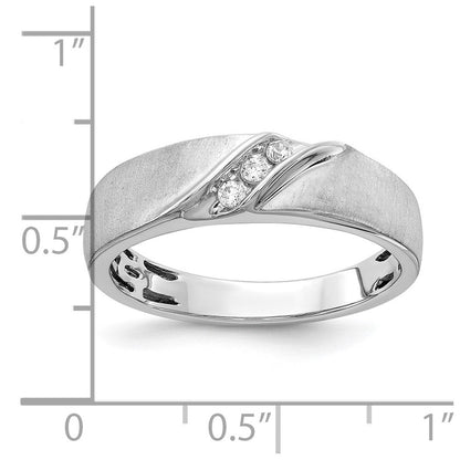 14K Weißgold Herrenring mit satiniertem Finish und echten Diamanten