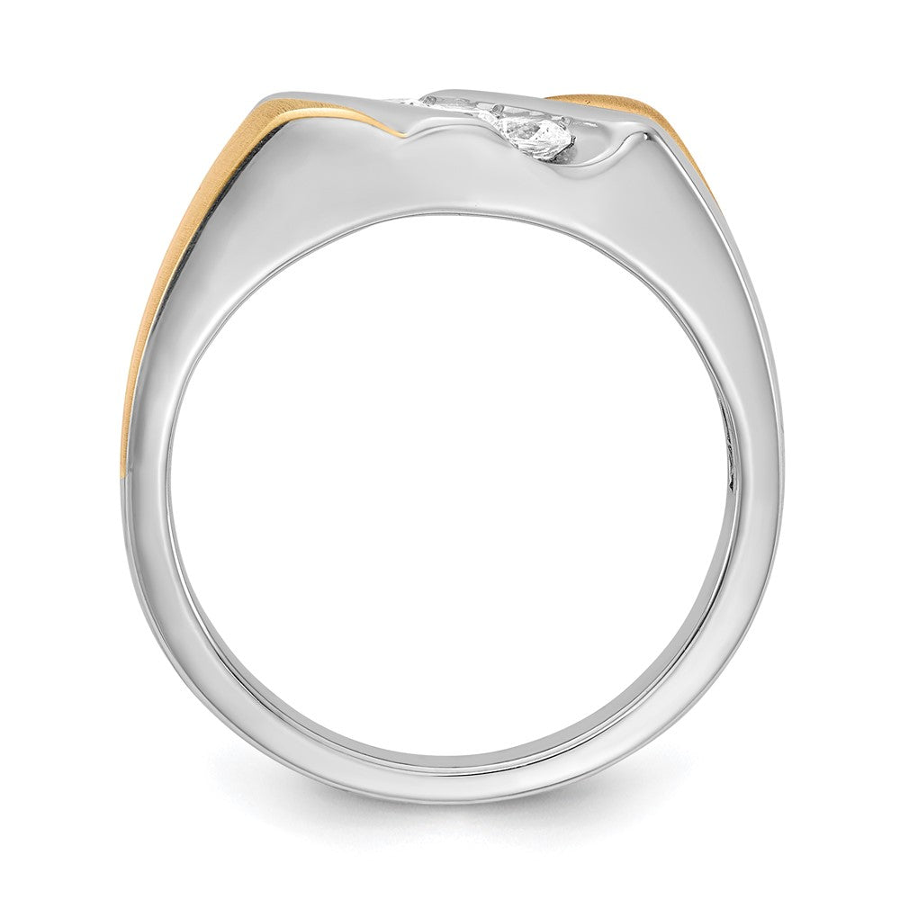 14K Weiß- und Gelbgold Ring mit echten Diamanten für Herren