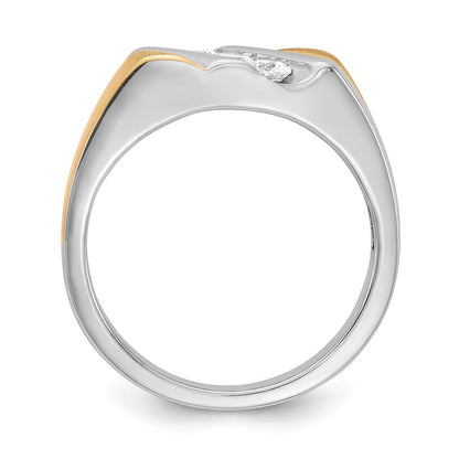 14K Weiß- und Gelbgold Ring mit echten Diamanten für Herren