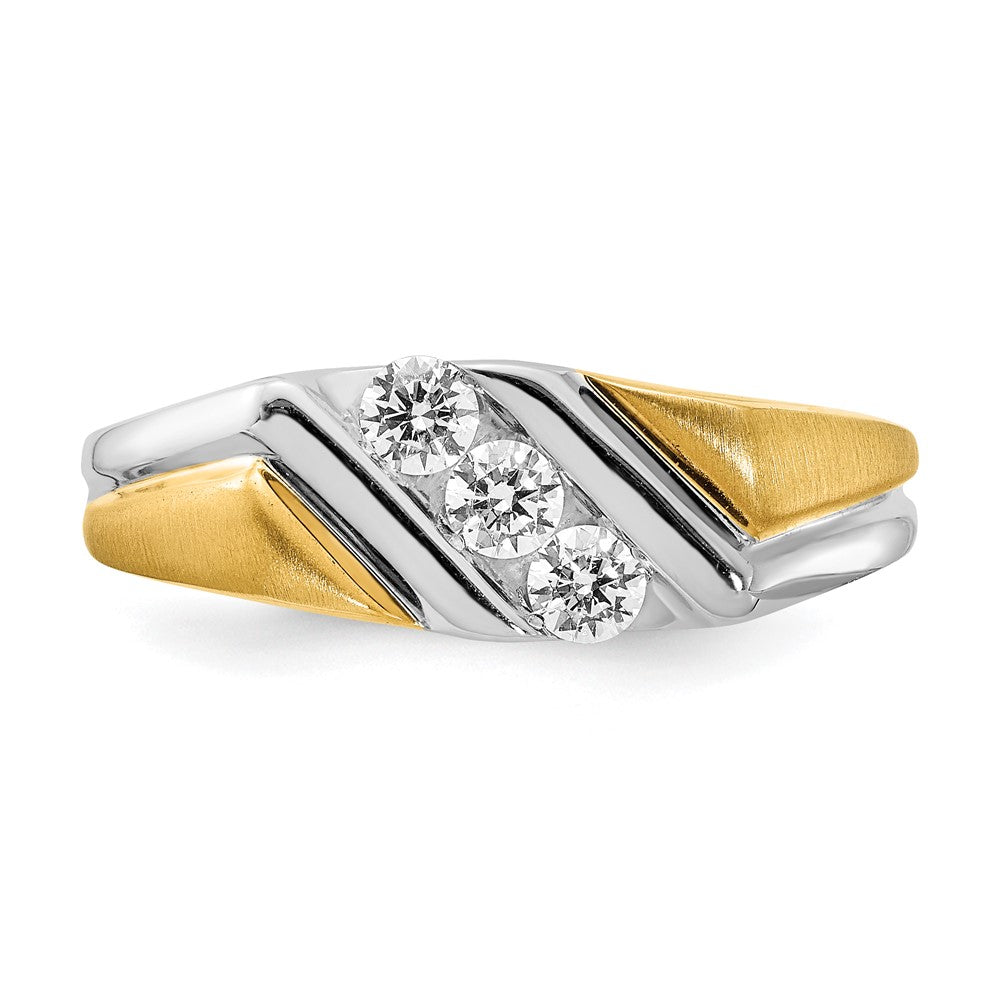 14K Weiß- und Gelbgold Ring mit echten Diamanten für Herren
