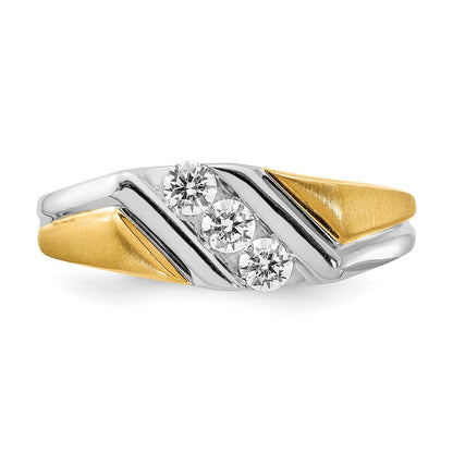 14K Weiß- und Gelbgold Ring mit echten Diamanten für Herren