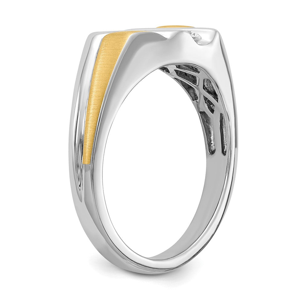 14K Weiß- und Gelbgold Ring mit echten Diamanten für Herren