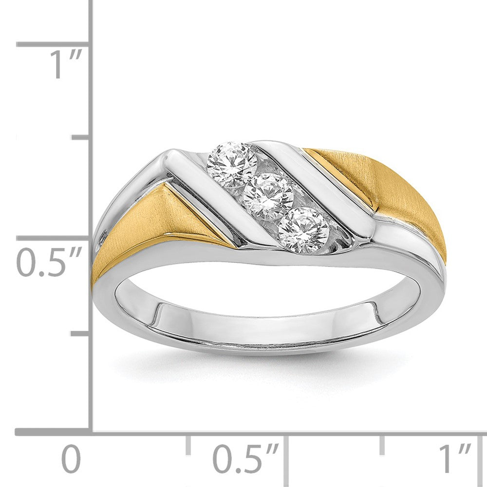 14K Weiß- und Gelbgold Ring mit echten Diamanten für Herren