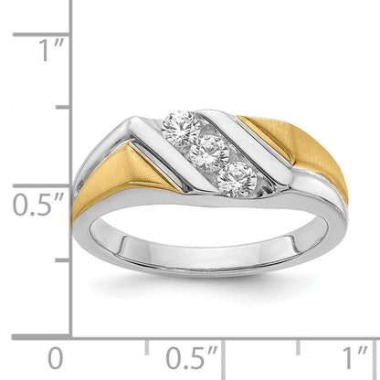 14K Weiß- und Gelbgold Ring mit echten Diamanten für Herren