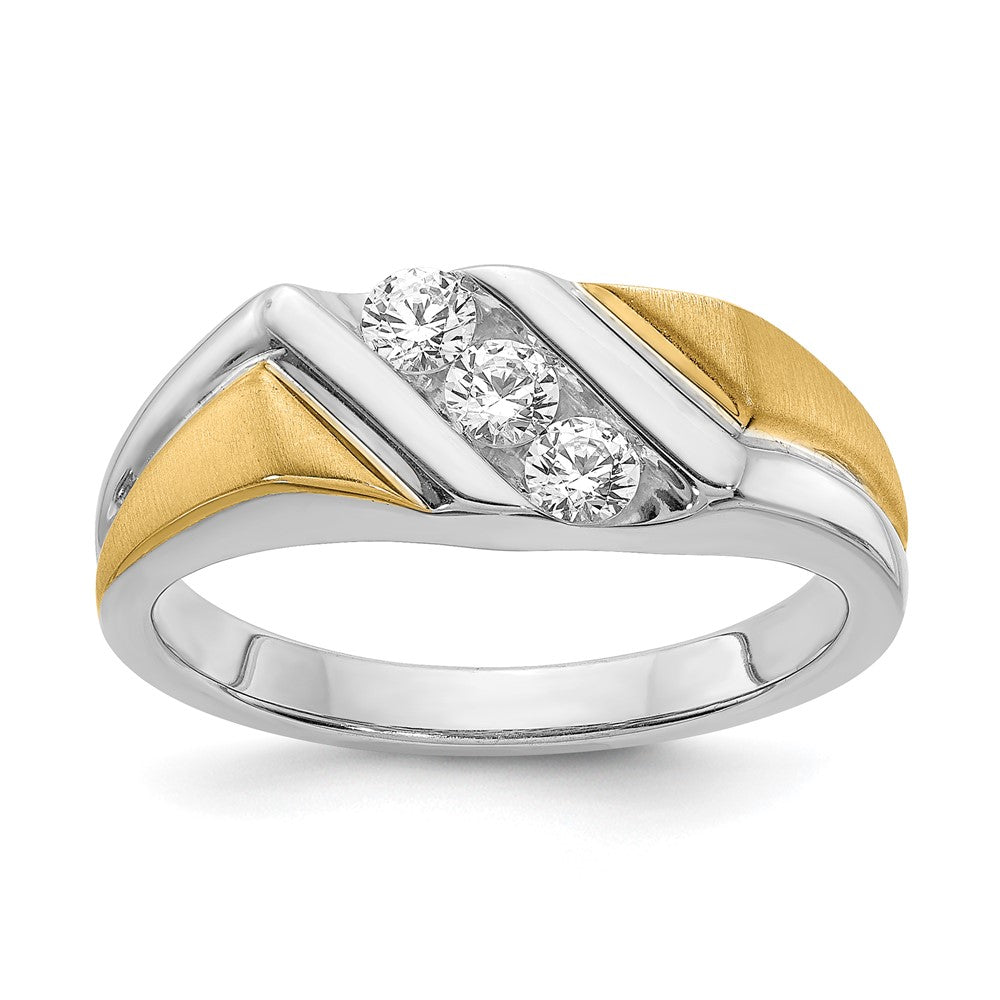14K Weiß- und Gelbgold Ring mit echten Diamanten für Herren