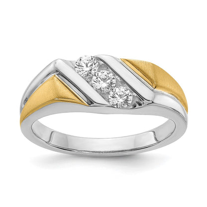 14K Weiß- und Gelbgold Ring mit echten Diamanten für Herren