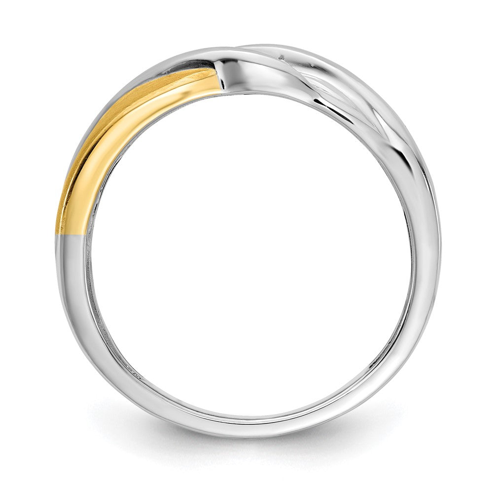 14K Weiß- und Gelbgold Ring mit echten Diamanten für Herren