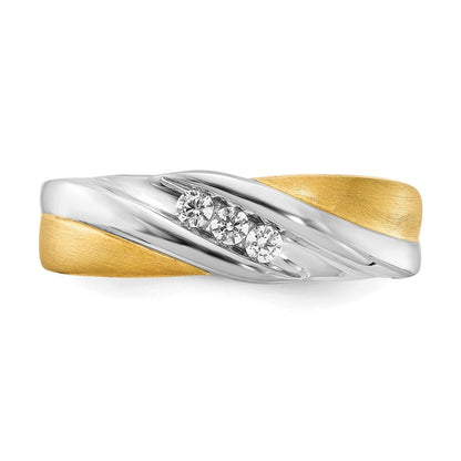 14K Weiß- und Gelbgold Ring mit echten Diamanten für Herren