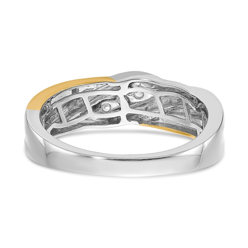 14K Weiß- und Gelbgold Ring mit echten Diamanten für Herren