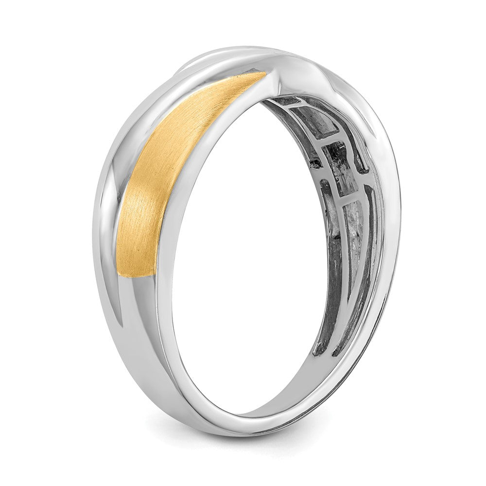 14K Weiß- und Gelbgold Ring mit echten Diamanten für Herren