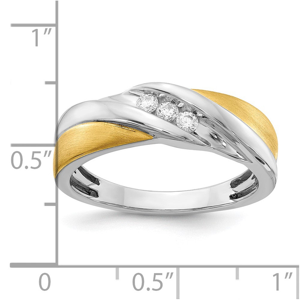 14K Weiß- und Gelbgold Ring mit echten Diamanten für Herren