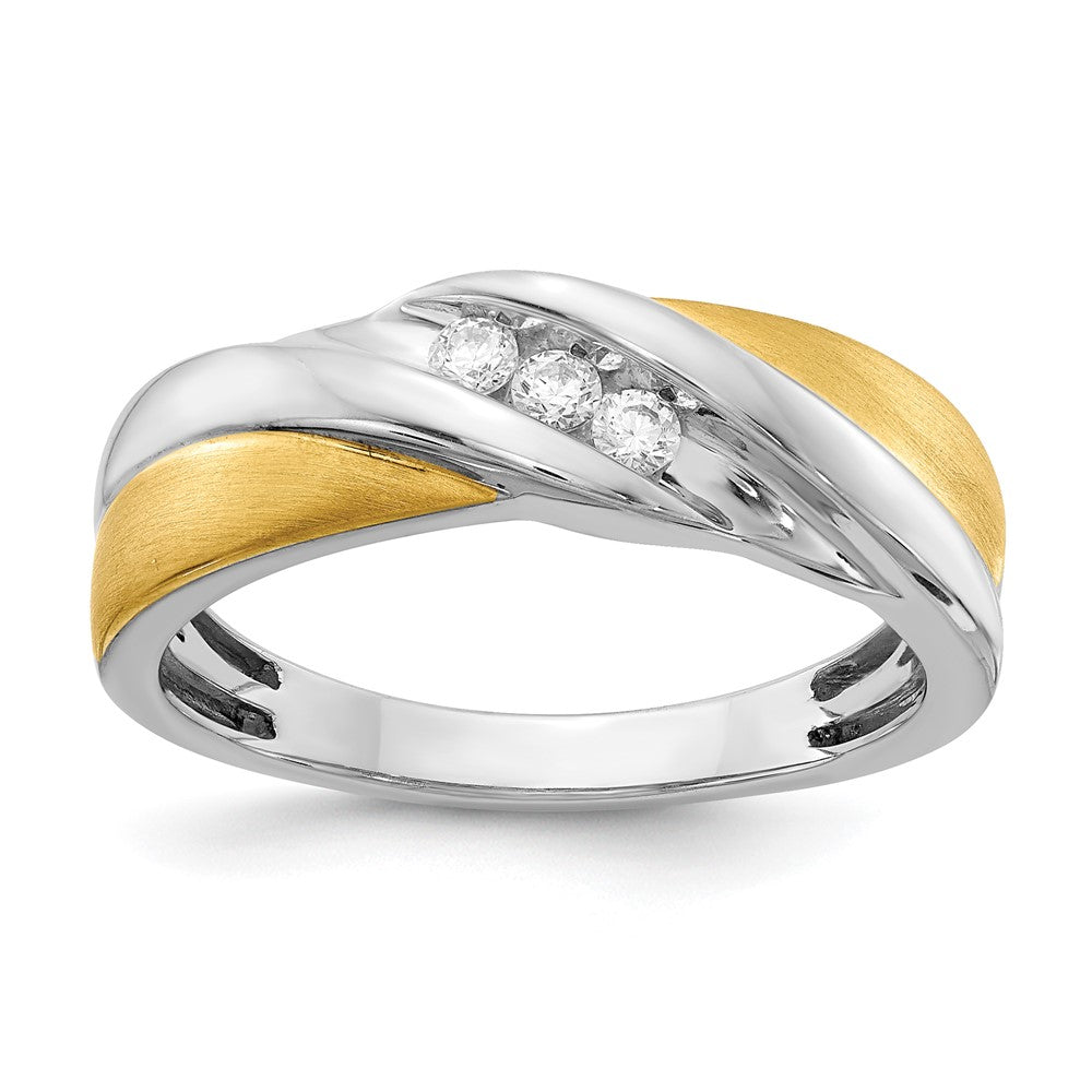 14K Weiß- und Gelbgold Ring mit echten Diamanten für Herren